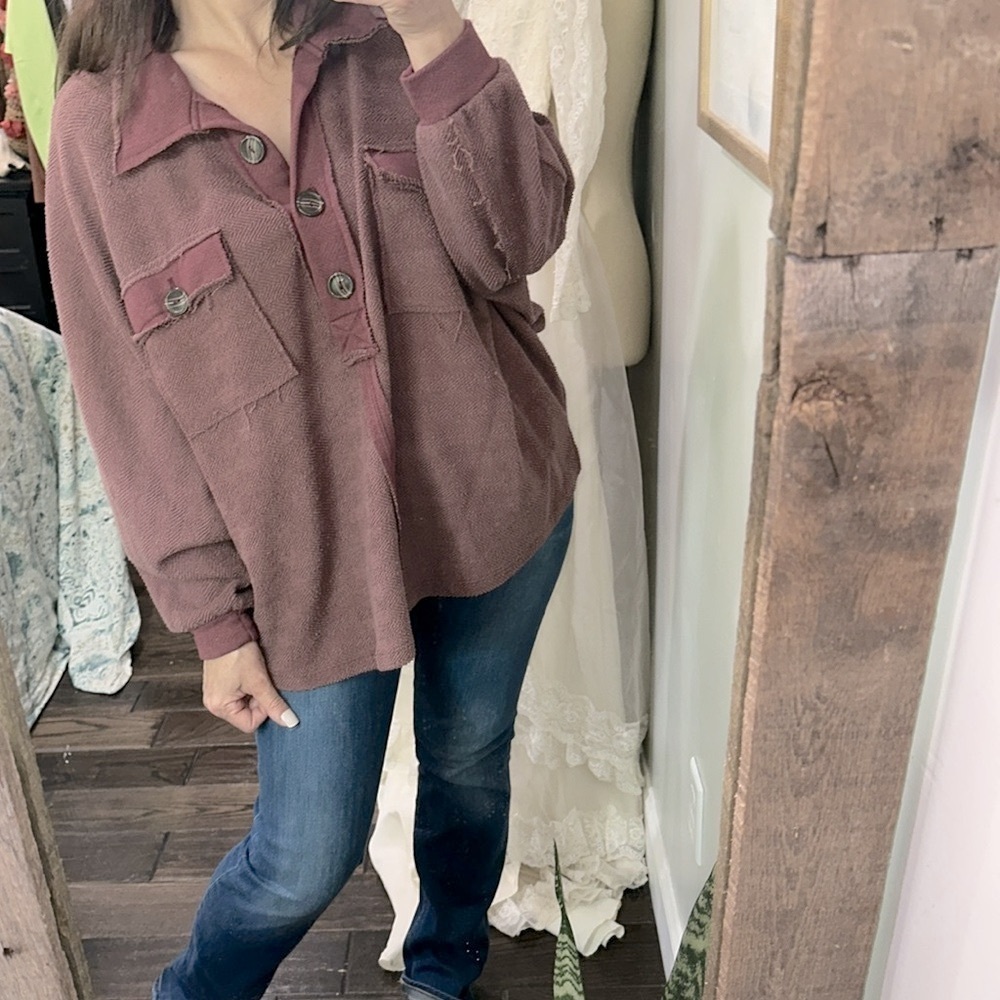 Bucket List Women's Mauve Button-Up Pullover Shir… - image 5